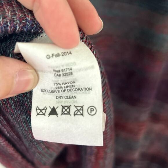 Armani Exchange Red & Blue Marled Watercolor Stripe Knit Linen Blend Sweater - Picture 4 of 5